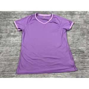 Alpine Design Top Womens Medium Purple Shortsleeve VNeck Dri Logic Athletic